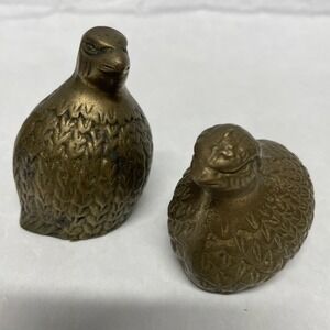 Vintage Set of Two 3" Brass Quails / Pheasants Birds - Mid-Century Home Decor